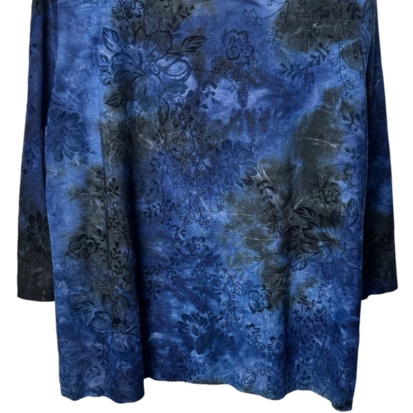 Y2K Black and Blue Textured Floral Whimsical Whimsigoth Fairy Blouse Size XL - Picture 7 of 9
